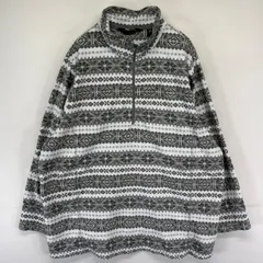 古着 ランズエンド Lands' End ハーフジップフリースジャケット 薄手 大きいサイズ プルオーバー トレーナー 2X  グレー系 総柄 メンズのサムネイル