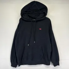 古着 リーバイス Levi's パーカー プルオーバー ワンポイントロゴ 厚手 スウェット フーディ M  ブラック系 メンズ
