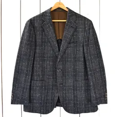 Wilkes bashford タカキュー 伊製生地 コットン混 2つボタン シングル ジャケット M 濃紺 チェック 袖口4つ釦 HECI-83217WB / 6TD004 【送料無料】【中古】【メンズビジネス】202604のサムネイル