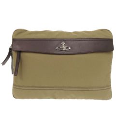 Excellent condition Vivienne Westwood Orb logo nylon leather khaki clutch bag/second bag 0801 Vivienne Westwood
