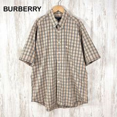 バーバリー ロンドン メガチェック 半袖 ボタンダウン シャツ XL 