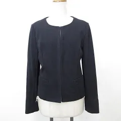 アンタイトル UNTITLED ジャケット ノーカラージャケット 長袖 背抜き 綿 紺 ネイビー 4