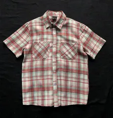 チェックシャツ 半袖 レッド×ミント ヴィンテージ風 ユニセックス ストリート 春夏  M~XXL