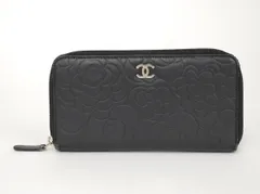 シャネル CHANEL 長財布 カメリア ブラック ラウンドファスナー 16218424 シルバー金具 保存袋 箱付 → 2412LA030
