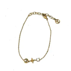 01w-4165 ルイ・ヴィトン LOUIS VUITTON   ブレスレット・プティ ルイ  ストラス モノグラム・フラワー LVサークル  ゴールドカラー レディースアクセサリー  箱・保存袋あり  ブレスレット  M00374  【中古品】