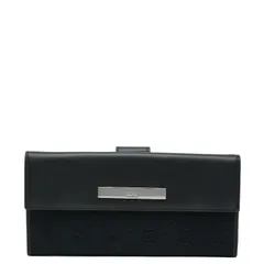グッチ GGキャンバス 長財布 035 1408 2150 ネイビー ブラック キャンバス レザー レディース GUCCI【1-0254211】