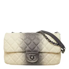 シャネル ココマーク マトラッセ チェーンショルダーバッグ ホワイト ブラック キャビアスキン レディース CHANEL【234-67103】