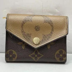 01w-4820 ルイ・ヴィトン LOUIS VUITTON  モノグラム・ジャイアント・リバース  ポルトフォイユ・ゾエ コンパクトウォレット  ブラウン  フランス製 メンズ  箱・保存袋あり  RFID確認済  牛革  M80725  【中古品】
