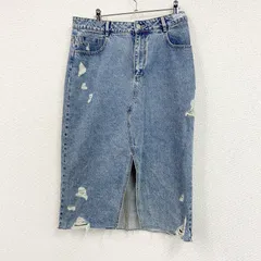 ZARA　ザラ　ダメージデニムスカート　スリット入り　インディゴ　Lサイズ　　古着