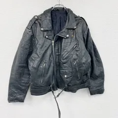 レザージャケット　シングルライダースジャケット　4つポケット　黒　ブラック　古着