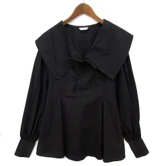 クラネ CLANE ビッグカラー ドローストリング ブラウス 長袖 BIG COLLAR DRAWSTRING BLOUSE ブラック 黒 1 18122-4012