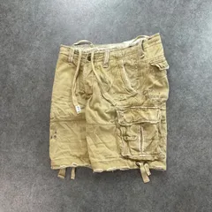 Abercrombie&Fitch アバクロンビー&フィッチ ハーフパンツ カーゴショーツ ボタンフライ ベージュ ダメージ/USED加工 W30