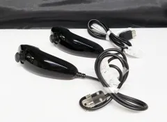 T【HY】【動作品】ニンテンドー 純正 Wii ヌンチャク 拡張コントローラー RVL-004 クロ ブラック 2個セット アナログスティック[ゆうパケット発送、送料無料]HY004