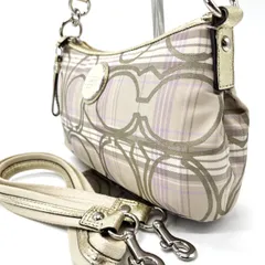 【良品】COACH Y2K big signature white nylon leather shoulder bag 2way unisex コーチ ショルダーバッグ