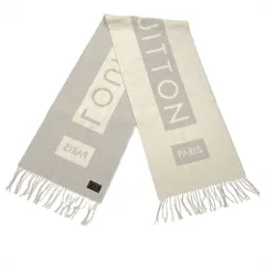 ルイヴィトン LOUIS VUITTON エシャルプバローダ マフラー カシミヤ 180cm M71292 グレー ホワイト バイカラー ユニセックス【中古】のサムネイル