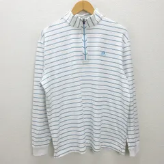 g■アディダス/adidas GOLF モックネックシャツ/ハーフジップ【O/XG】白青/men's/45【中古】■