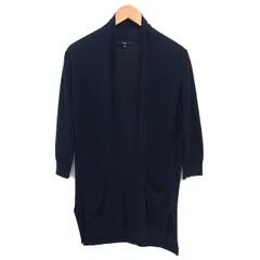 ラエフ la.f... ロング カーディガン ニット スリット リブ ハイゲージ コットン 綿 七分袖 2S 紺 ネイビー /NT9