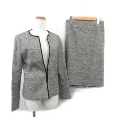 インディヴィ INDIVI セットアップ セレモニースーツ ノーカラージャケット タイトスカート グレー 灰 /KT1