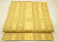 平和屋着物＊夏物　本場筑前博多織　八寸名古屋帯　紗献上　黄朽葉色　正絹　逸品　DABD6925cm