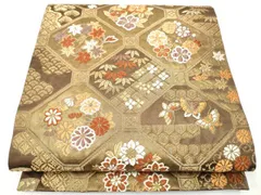 平和屋着物●六通柄袋帯　唐織　蜀江花蝶文　金糸　正絹　逸品　CABF5221hy