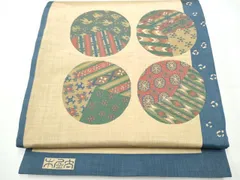 平和屋着物●名門木屋太　今河織物　六通柄袋帯　幾何学丸文　正絹　逸品　CABF5252hy 平和屋着物○名門木屋太 今河織物 六通柄袋帯 幾何学丸文 正絹 逸品