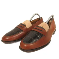 アレンエドモンズ Allen Edmonds 希少 Avalon ペニー コインローファー クロコ切替 8D 茶 ブラウン IBO92のサムネイル