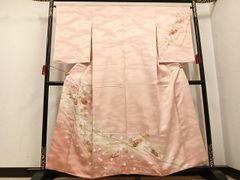 訪問着 ピンク 紗綾綸子 花筏 未仕立て品 - メルカリ