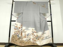 平和屋着物●訪問着　刺繍　草花文　鈴乃屋扱い　正絹　逸品　DABD9075ud 平和屋着物○訪問着 刺繍 草花文 鈴乃屋扱い 正絹 逸品 DABD9075udの