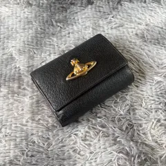 ヴィヴィアンウエストウッド 三つ折り財布 ブラック がま口 ビッグオーブ 　YS26D-087