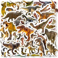 【在庫セール】恐竜リアルステッカー 50枚、ノートパソコン、ギター、バイク、自転車、スケートボード、荷物、携帯電話、子供の誕生日パーティーに適したビニール防水シール (恐竜)