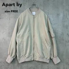 Apart by アパートバイ ナイロンMA-1ブルゾン オフホワイト系 AP270077AD サイズF フリーサイズ 中綿入り ミリタリー ジャンパー ライトアウター シボ感 ドロップショルダー ワイドシルエット リブ切替 ジップアップ カジュアル ★ ◆■のサムネイル
