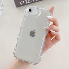 【人気商品】QLTYPRI 対応 iPhone SE3/iPhone 7/iPhone 8/iPhone SE 2020 用 ケース クリア TPUカバー ウェーブ おしゃれ 韓国 可愛い アクスタ収納 透明 薄型 軽量 耐衝撃 スマホケース ワイヤレス充電対