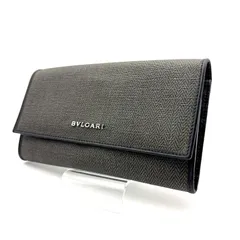 【 美品 】BVLGARI　ブルガリ　ヘリンボーン　ウィークエンド　長財布　PVC／レザー　グレー