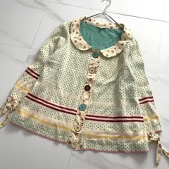 希少✨KENZO ケンゾー マルチボタンニットカーディガン ボーダー 花柄 フラワー 丸襟 マルチカラー 綿 コットン 羽織り ドット 水玉 Lサイズのサムネイル