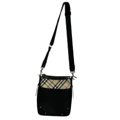 BURBERRY(バーバリー) Nova Check Leather-Accent Shoulder Bag ノヴァチェック レザー切替 ショルダー バッグ ブラック