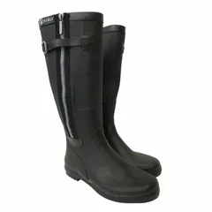 エーグル AIGLE ラバーブーツ ロング 長靴 サイドバックル 防水 黒 ブラック 36 約23cm 085040 0228 ☆AA★