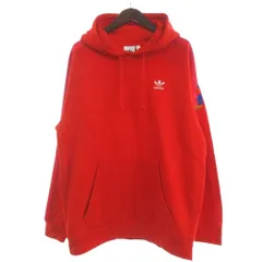 アディダス adidas パーカー フーディー プルオーバー トレフォイル ロゴ 長袖 裏起毛 2XO 赤 レッド 大きいサイズ