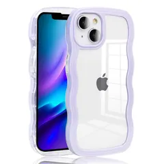 【新品】 JOOBOY iPhone 13 iPhone 14 兼用 ケース クリア TPU 韓国 可愛い ウェーブ ソフト 滑り止め 薄型 軽量 耐衝撃 おしゃれ スマホケース ストラップホール付き アイフォン14 用 カバー 透明 (パープル, iPhon