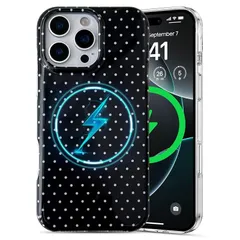 【新品】 EYZUTAK 対応iPhone 13/iPhone 14用マグネットケース MagSafe用のファッション キュート 水玉模様 スマホケース シンプルでシックな美学の水玉模様 スリムTPU保護カバー 女性・女の子向け - ブラック 0