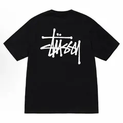 スツーシー STUSSY ロゴ文字プリントの丸首プルオーバー半袖Tシャツ 男女兼用