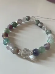 エンジェルフェザーフローライト、水晶　ブレスレット