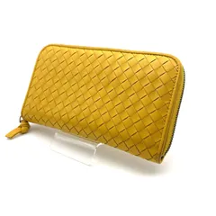 【 良品 】BOTTEGA VENETA　ボッテガヴェネタ　イントレチャート　ラウンドファスナー長財布　レザー　イエロー