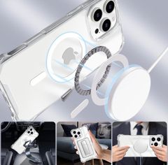 UnnFiko For iPhone 15 Pro 케이스 클리어 스마트폰 케이스 숄더 MagSafe 대응 마그넷식 스마트폰 케이스 아이폰 15 Pro 커버 얇은 로프 얇은 경량 TPU 휴대 케이스 끈 첨부 (iPhone 15 Pro, 클리어