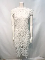 2657 キャバクラ ドレス クロシェレース ミディ スリット タイト ノースリーブ キャバドレス