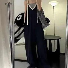 【新品】サロペット オールインワン オーバーオール 体型カバー ロング ワイドパンツ レディース ゆったり