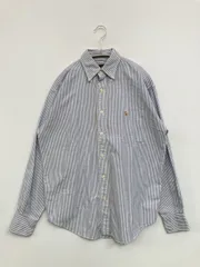 Ralph Lauren ラルフローレン シャツ/ブラウス 4 ブルー コットン ストライプ柄 ワンポイント ブランドロゴ ミドル丈 長袖 ボタンダウン