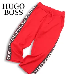 HUGO BOSS ヒューゴボス 春夏★ ロゴプリント サイドライン クロップド スウェット トラック パンツ Sz.XS メンズ 赤のサムネイル