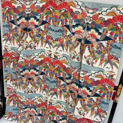 振袖 正絹 縮緬 紅型染め 美しい染めのデザイン 袷 着物 MK-6854