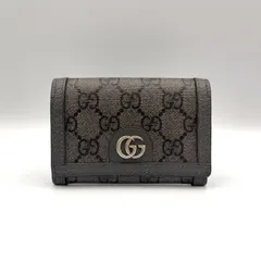 GUCCI オフィディア GGスプリーム 二つ折り 名刺入れ レザー×PVC グレー カードケース シルバー 732025のサムネイル