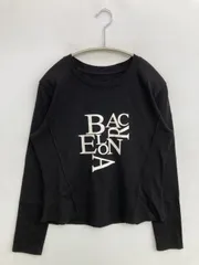 me+em select ミームセレクト Tシャツ/カットソー L ブラック 前面プリント 長袖 クルーネック(丸首)